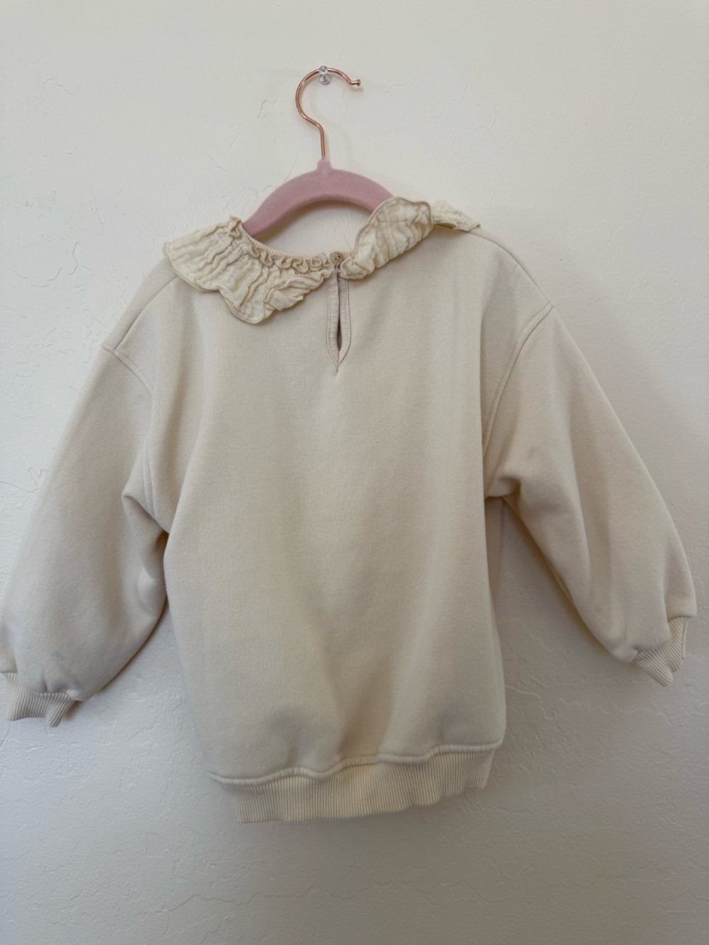 Zara Light Cream Ruffle Neck Top - Picture 4 of 5